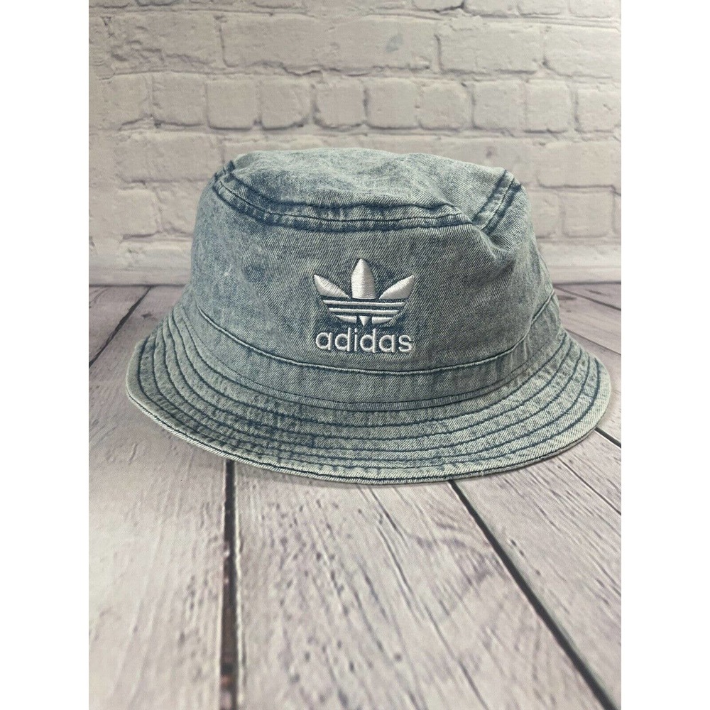Adidas Originals Unisex Denim Bucket Hat OSFA Collegiate Navy Blue White